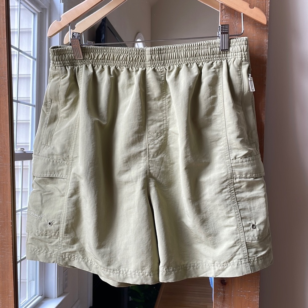 Tori Richard Tan Nylon Cargo Swim Trunks Size L